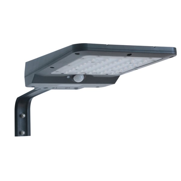 Luminária solar integrada Ecoforce de 850 lúmens com corpo preto e painel na parte superior