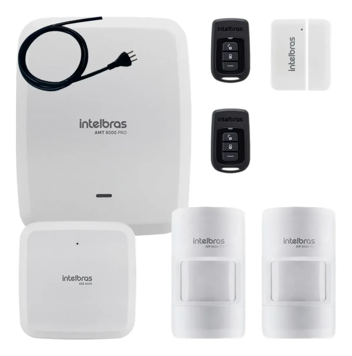 Kit AMT 8000 Pro com 3 sensores e 2 controles da linha Intelbras Série 8000 para apartamento