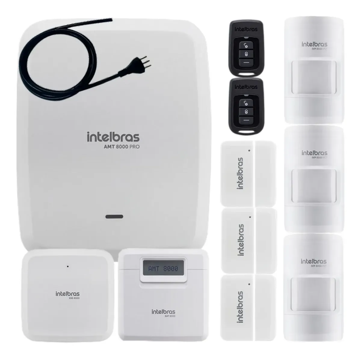 Kit AMT 8000 Pro com 6 sensores da linha Intelbras Série 8000 para apartamento