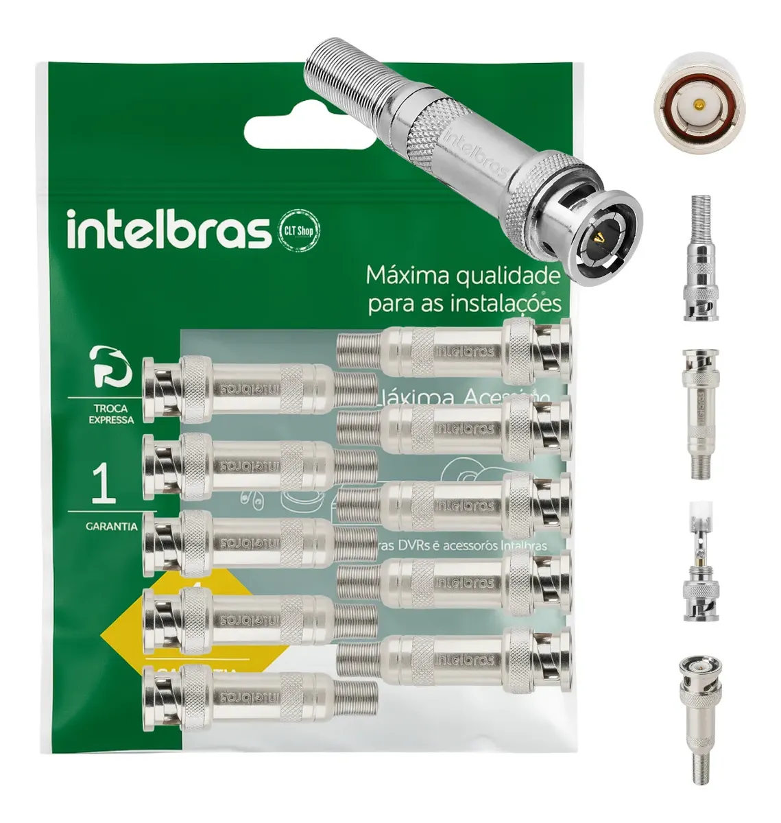 Conector BNC Intelbras Conex 1000 para cabo coaxial