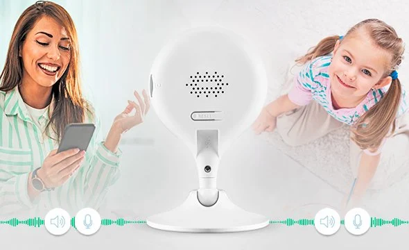 áudio bidirecional em câmera Wi-Fi para bebê