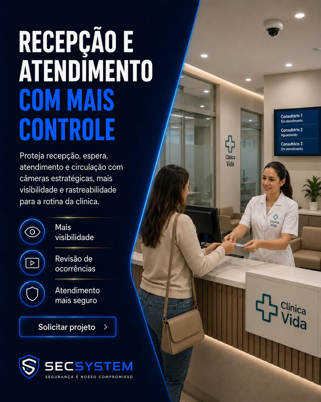 Controle e monitoramento para clínicas e recepções