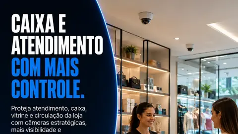 Câmeras e alarmes para comércios, lojas e áreas de atendimento
