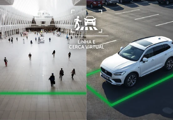 detecção inteligente de movimento: câmera identifica e marca pessoas e veículo, ignorando o restante