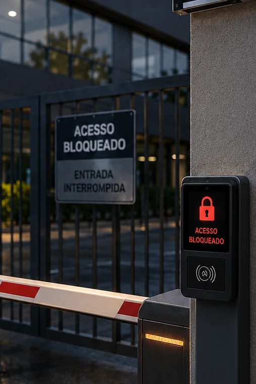 Técnico da SecSystem em atendimento emergencial de fechadura eletromagnética e cancela travada