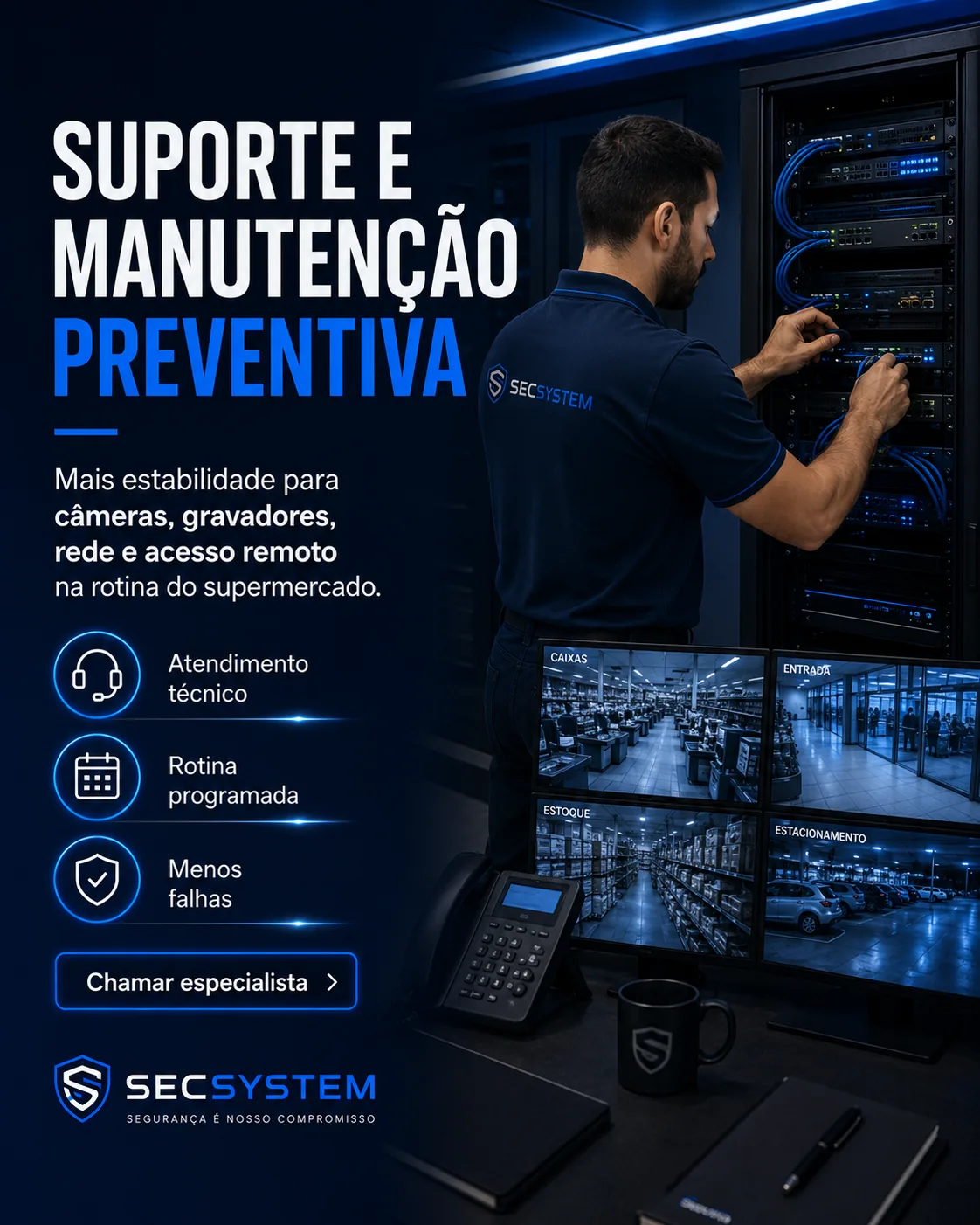 manutenção preventiva de CFTV em supermercado