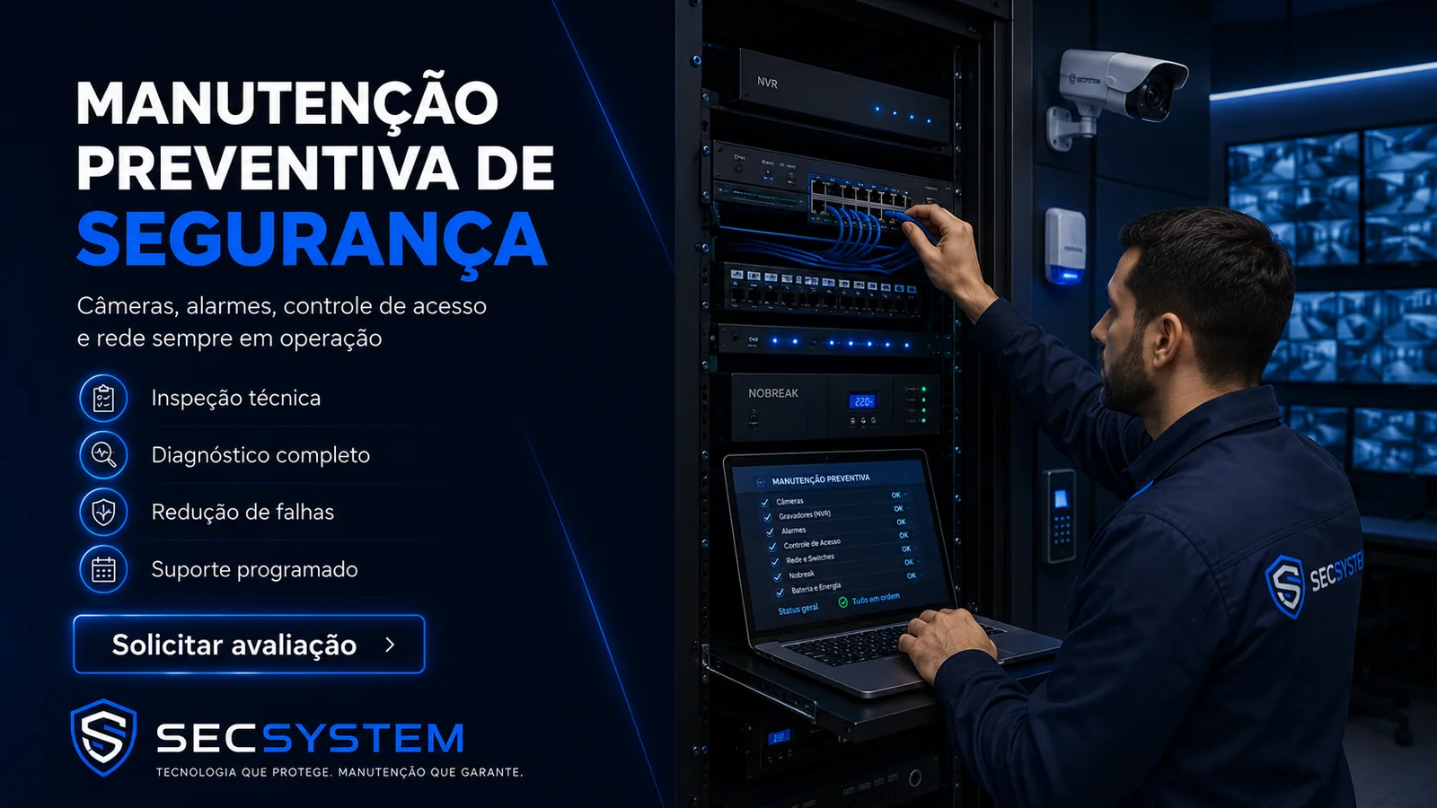 Manutenção preventiva em sistema de segurança eletrônica