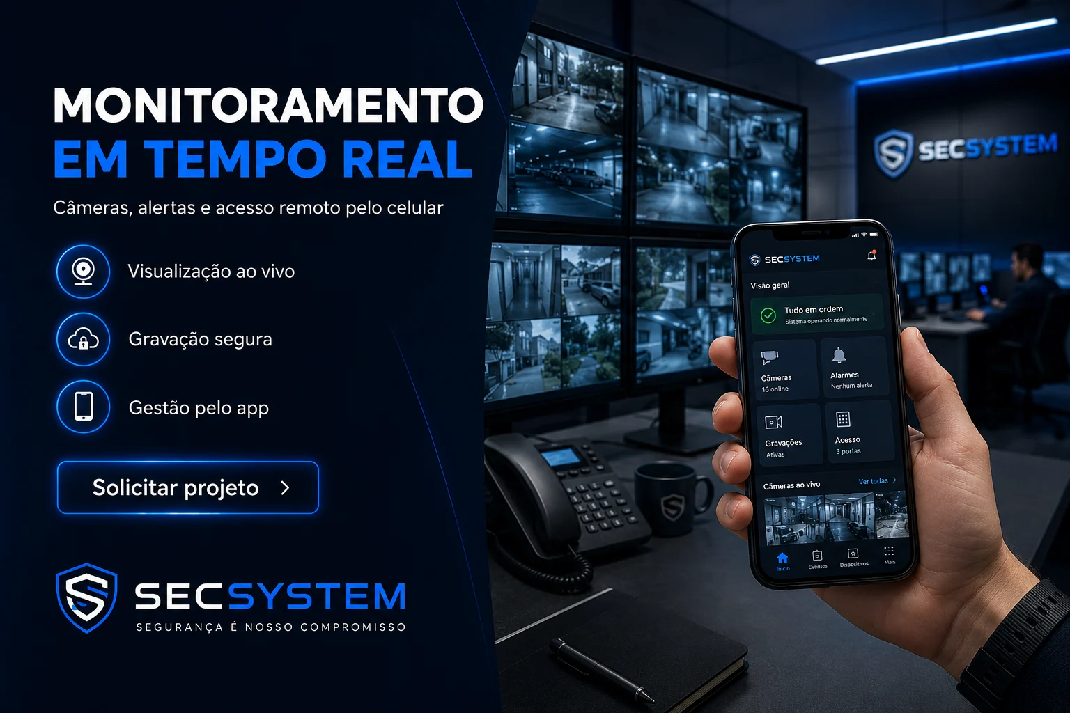 Monitoramento de câmeras em tempo real pelo celular