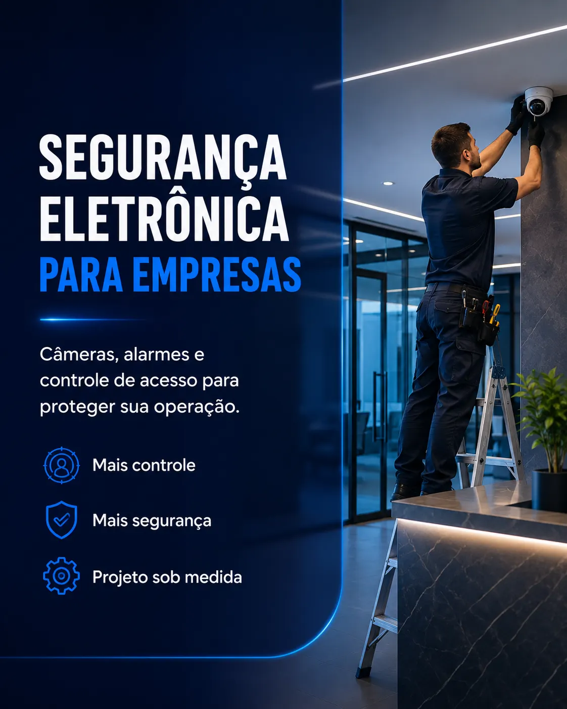 Segurança eletrônica para empresas com câmeras e controle de acesso