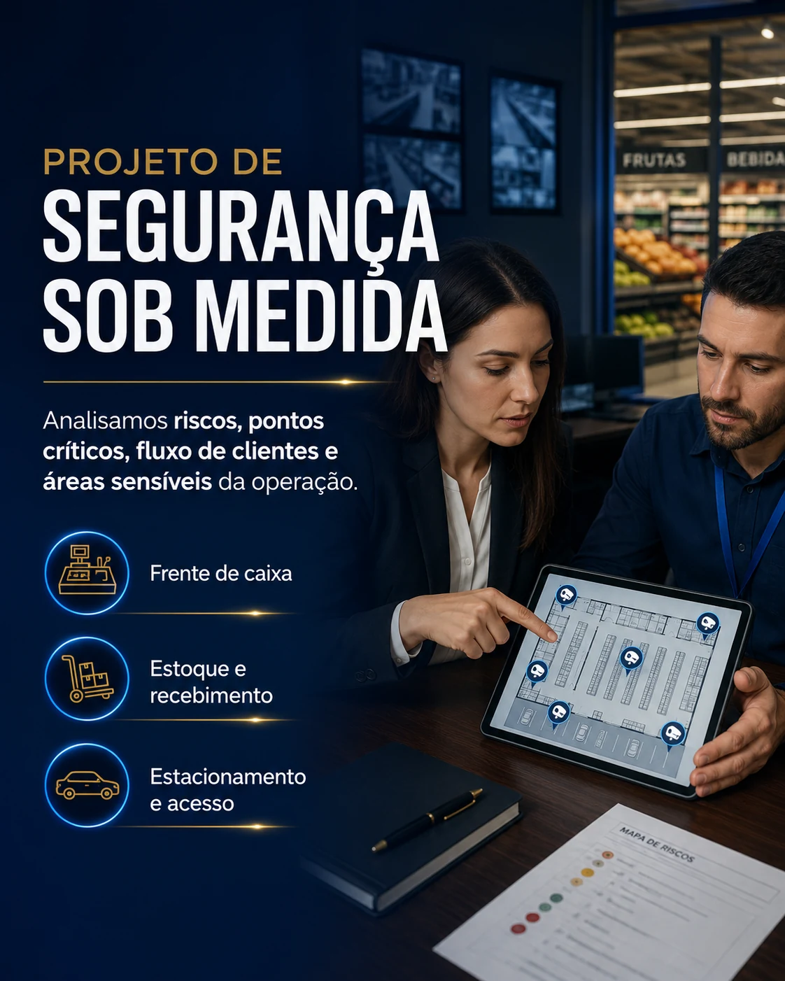 CFTV, alarmes e controle de acesso para supermercados