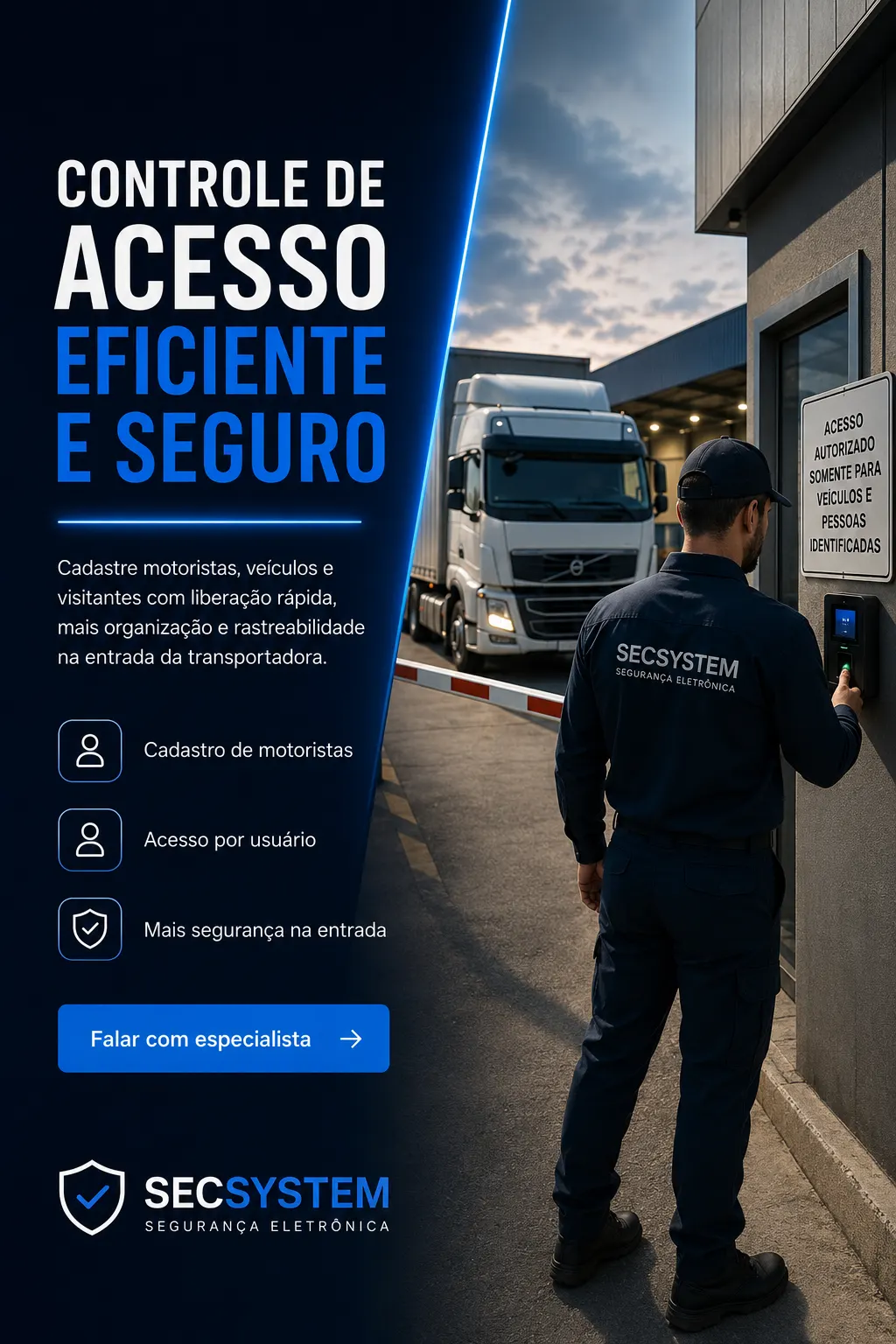 Controle de acesso de veículos e motoristas em transportadoras